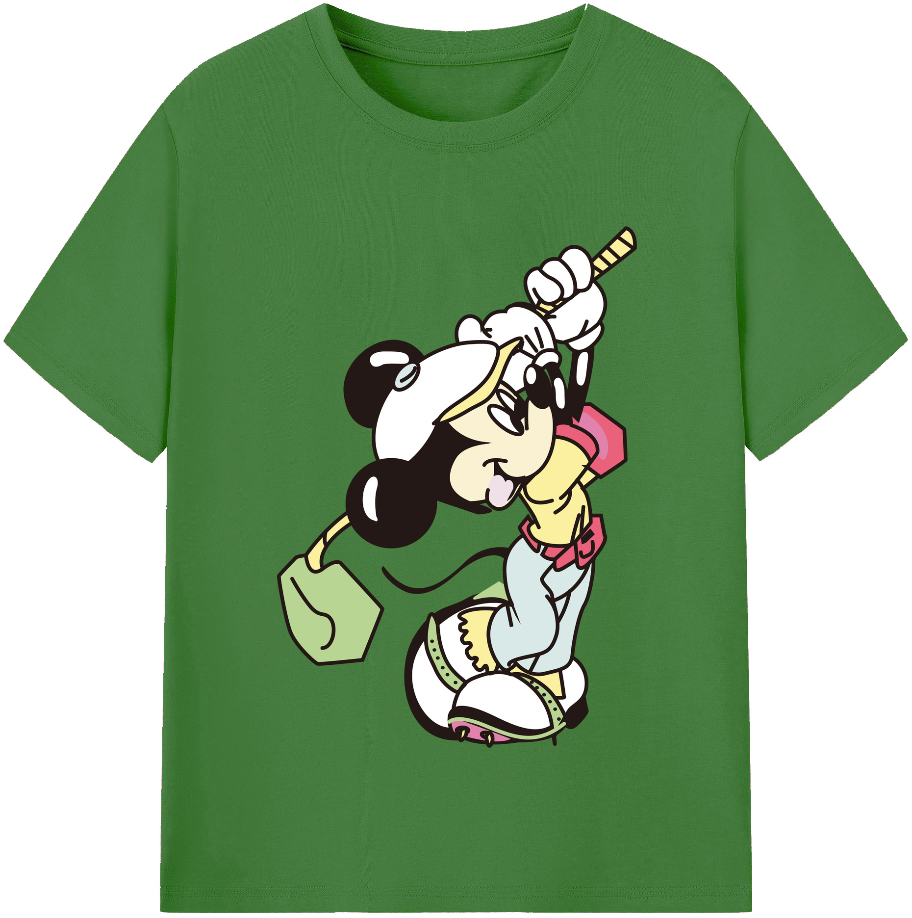 （画像用） ミッキーマウス Mickey Mouse レディースカジュアルプリントTシャツ（綿100％）
